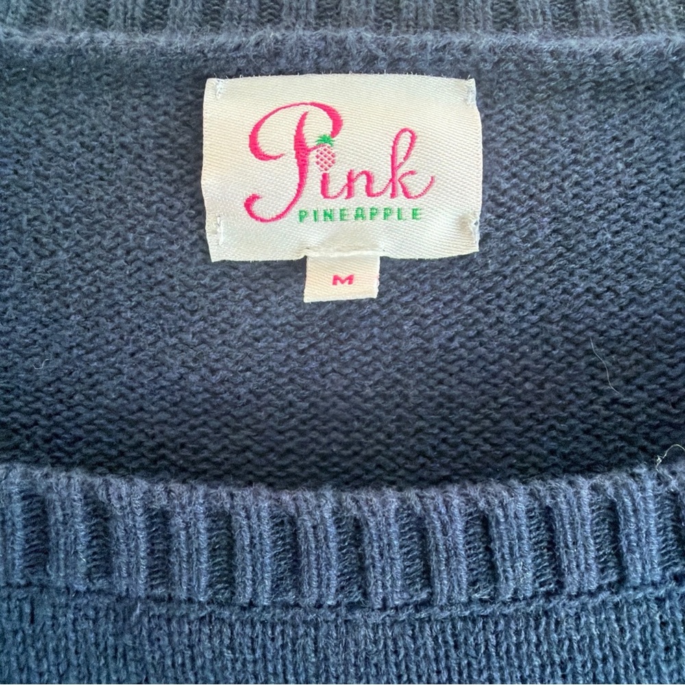 Pink Pineapple Notre Dame Navy Yellow Slouchy Knit Oversized Sweater Size M - Picture 4 of 7